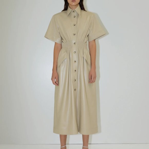 RED MATERIEL TBILISI BUTTON DOWN LONG SLEEVE COAT - Picture 2 of 4